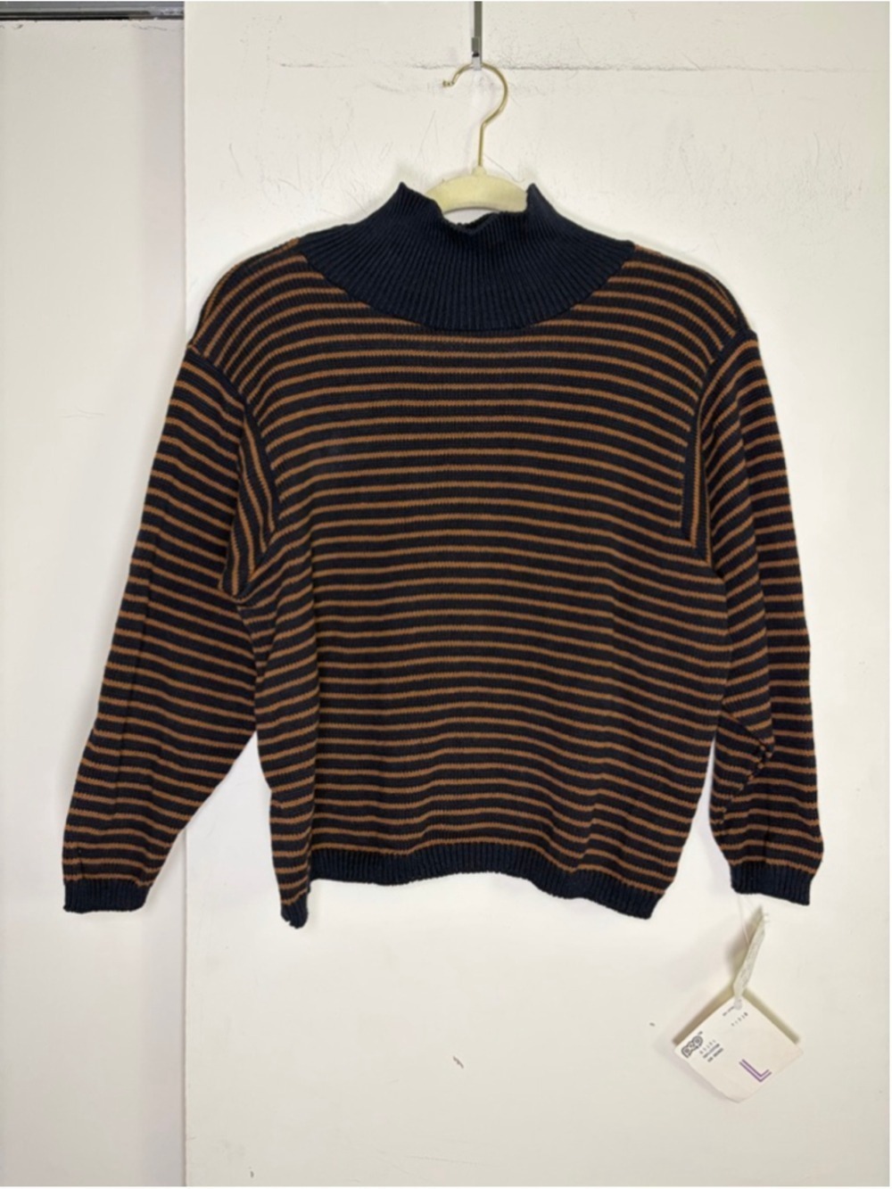 VTG 70s PEP by Pandora Deadstock Cotton Striped Knit Sweater Size L NWT